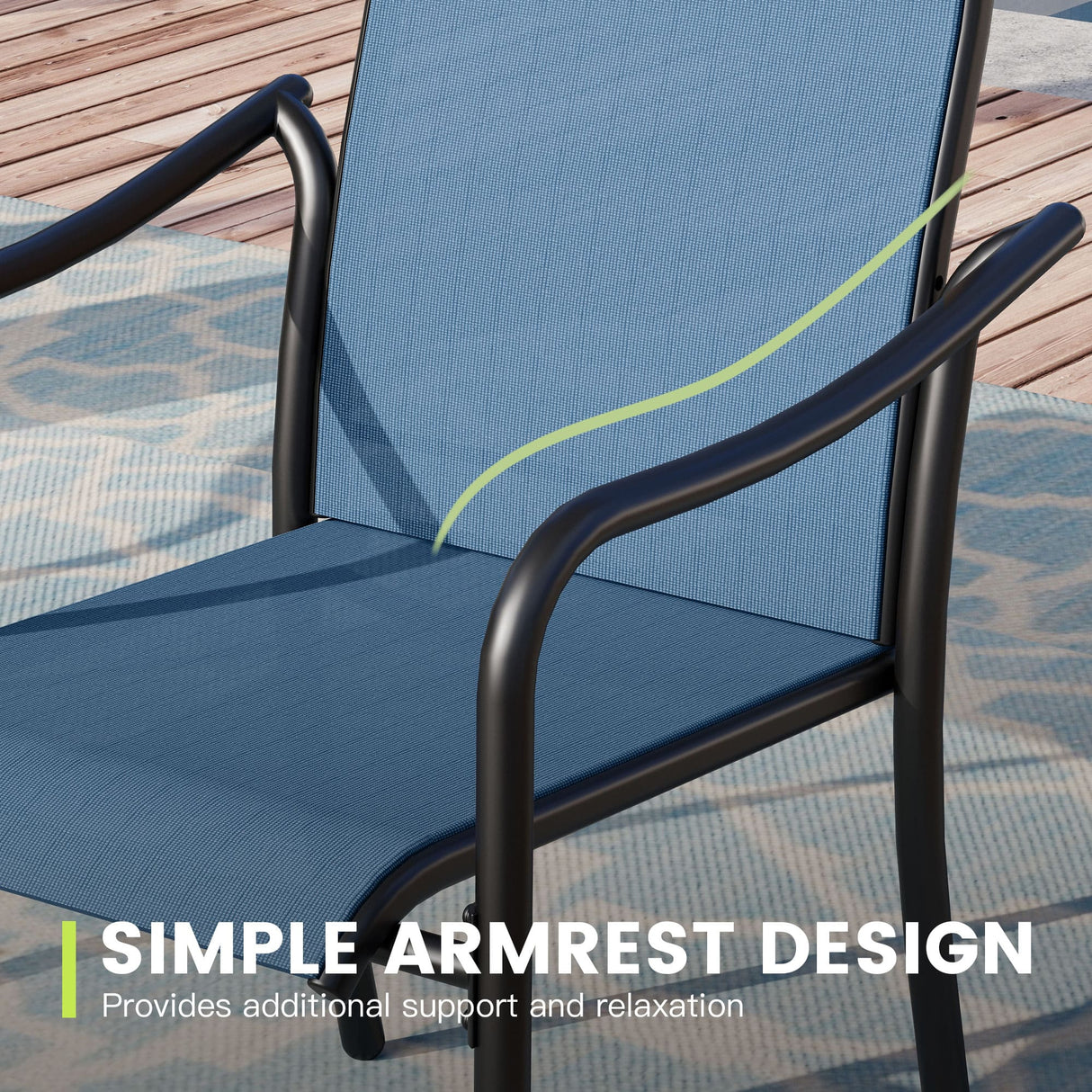 Vicllax Outdoor Stackable High Back Sling Dining Chair, Set of 2/4/6/8