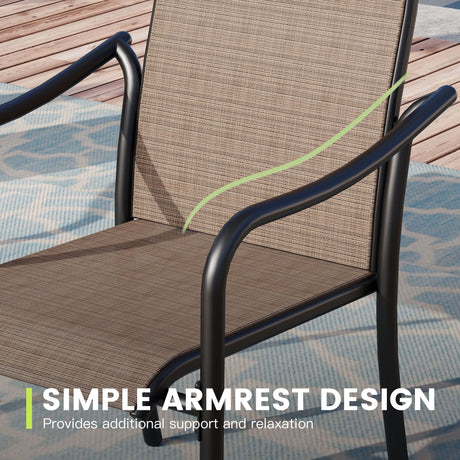 Vicllax Sillas de comedor con cabestrillo de textileno y metal para patio al aire libre con reposabrazos 