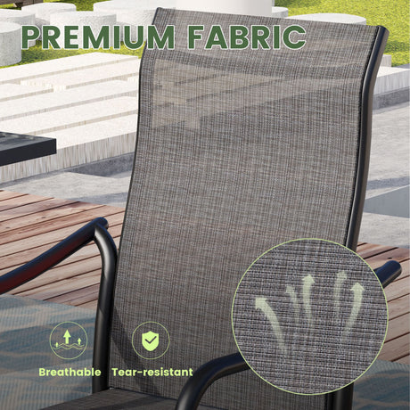 Vicllax Juego de comedor para exterior de 7 piezas con mesa redonda de metal de 48" y sillones de textileno 