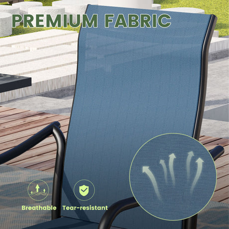 Vicllax Juego de comedor para exterior de 7 piezas con mesa redonda de metal de 48" y sillones de textileno 