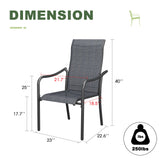 Vicllax 5 Pcs Outdoor Dining Set with 40.6" Round Metal Table and High Back Stackable Chair