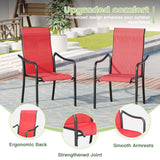 Vicllax 5 Pcs Outdoor Dining Set with 40.6" Round Metal Table and High Back Stackable Chair