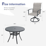 Vicllax 5-Piece Patio Dining Set, 40" Round Dining Table and Patio Swivel Chairs
