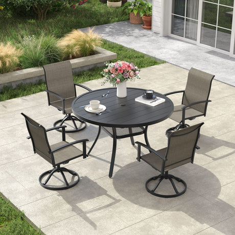 Vicllax 5-Piece Patio Dining Set, 40" Round Dining Table and Patio Swivel Chairs