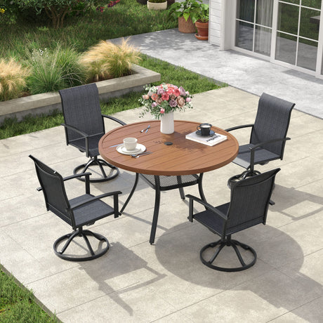 Vicllax 5-Piece Patio Dining Set, 40" Round Dining Table and Patio Swivel Chairs