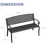 Vicllax Outdoor Garden Bench, Waterproof Patio Metal Bench