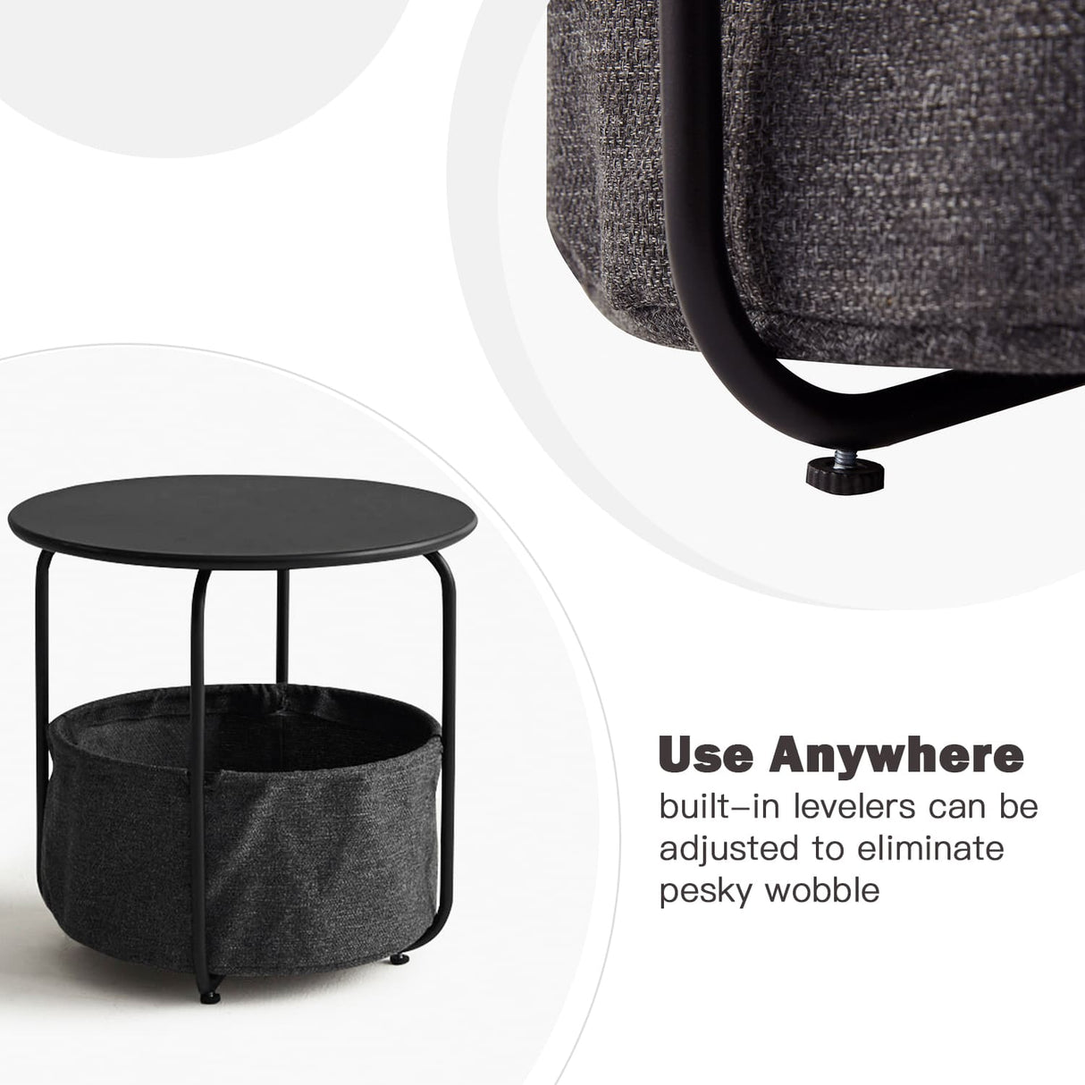 Vicllax Metal Round Side Table, Outdoor/Indoor End Table with Storage