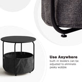 Vicllax Metal Round Side Table, Outdoor/Indoor End Table with Storage