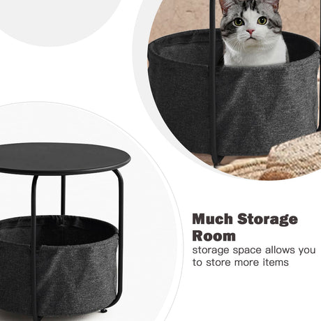 Vicllax Metal Round Side Table, Outdoor/Indoor End Table with Storage