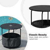 Vicllax Metal Round Side Table, Outdoor/Indoor End Table with Storage