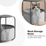 Vicllax Metal Round Side Table, Outdoor/Indoor End Table with Storage