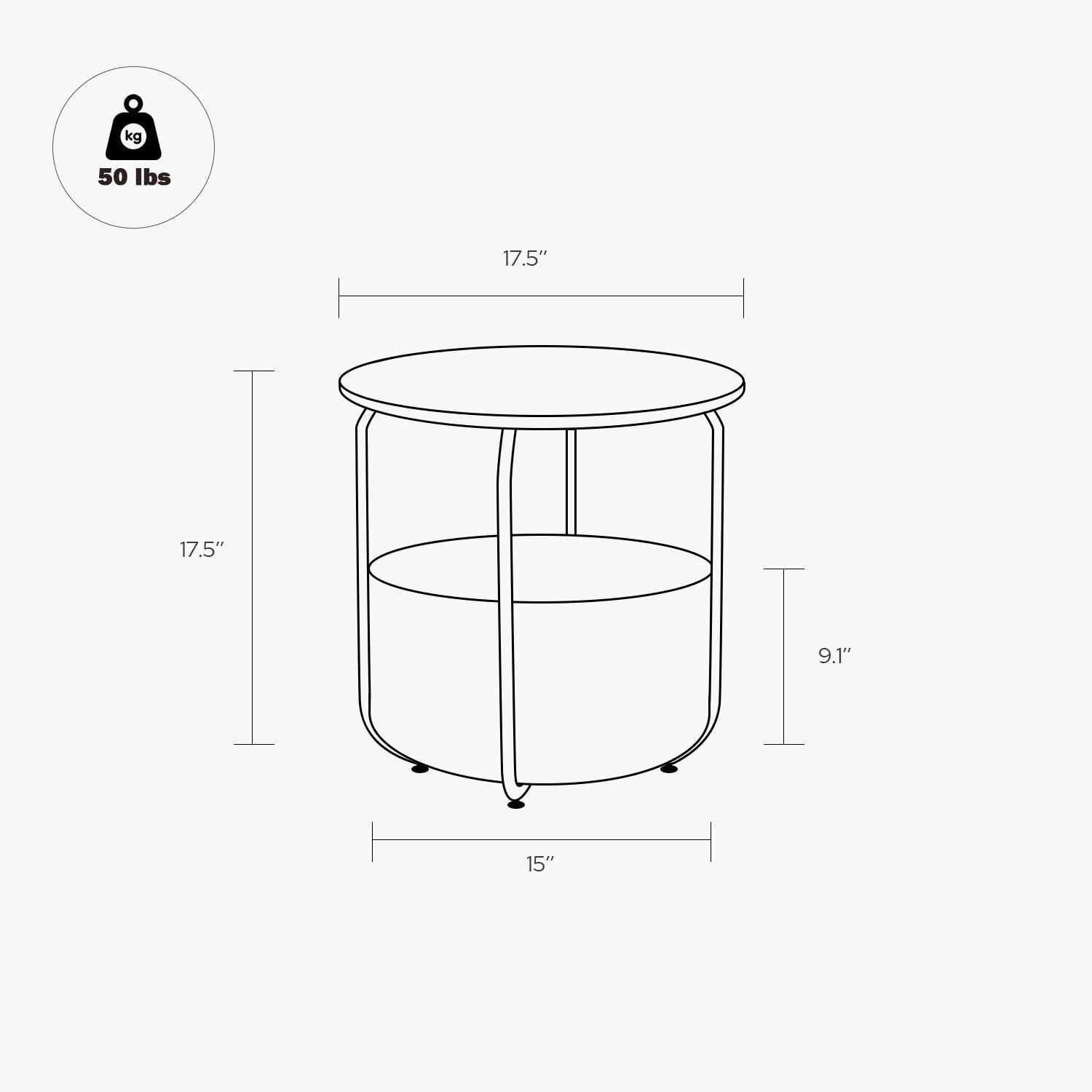 Vicllax Outdoor Metal Round Side Table, Patio End Table with
