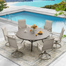 Vicllax 7/9 Pieces Outdoor Dining Set, Metal Round Dining Table and Premium Swivel Chairs