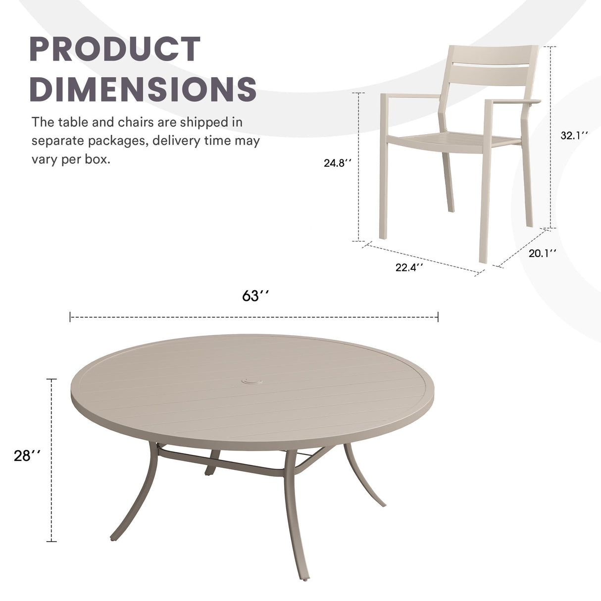 Vicllax Mesa redonda para patio de 42" con estante de almacenamiento y orificio para sombrilla ajustable 