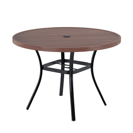 Vicllax 42" Round Metal Patio Table with Adjustable Umbrella Hole