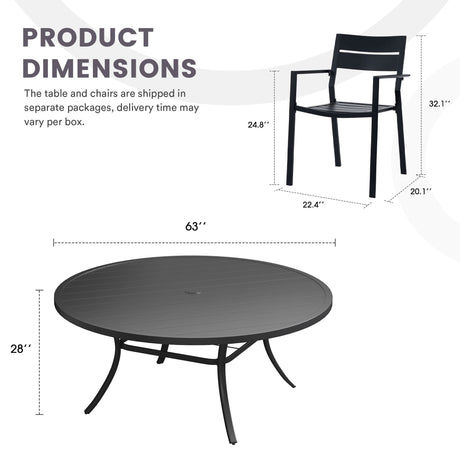 Vicllax Mesa redonda para patio de 42" con estante de almacenamiento y orificio para sombrilla ajustable 