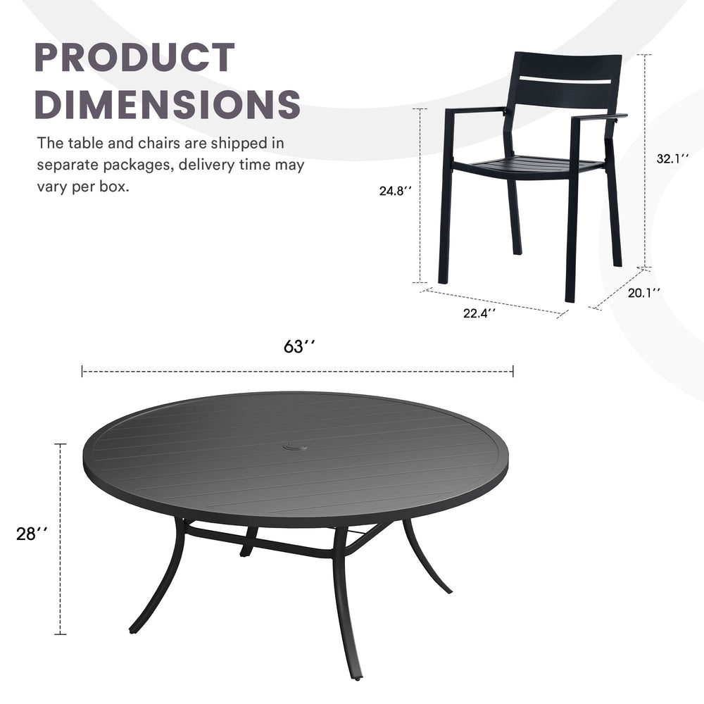 Vicllax Mesa redonda para patio de 42" con estante de almacenamiento y orificio para sombrilla ajustable 