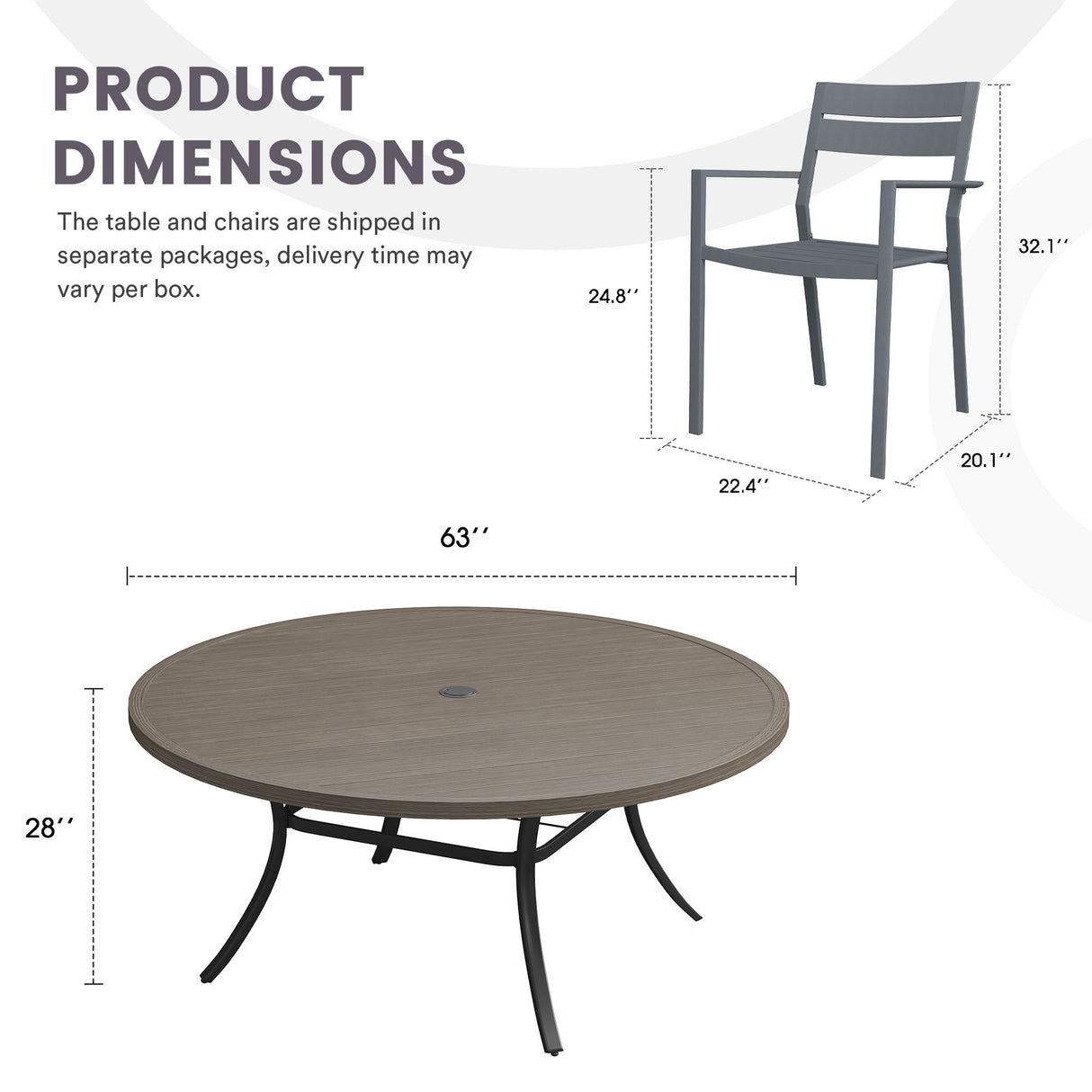 Vicllax Mesa redonda para patio de 42" con estante de almacenamiento y orificio para sombrilla ajustable 