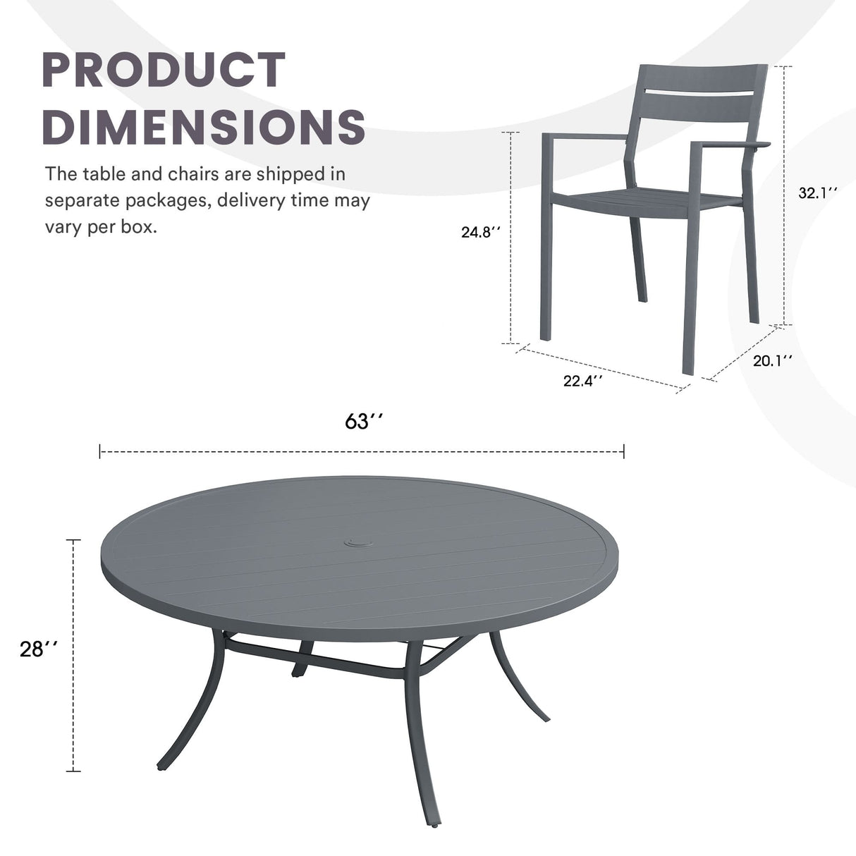 Vicllax Mesa redonda para patio de 42" con estante de almacenamiento y orificio para sombrilla ajustable 