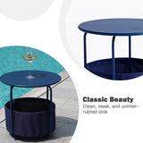 Vicllax Metal Round Side Table, Outdoor/Indoor End Table with Storage