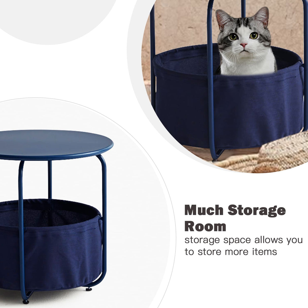 Vicllax Metal Round Side Table, Outdoor/Indoor End Table with Storage