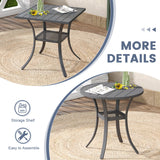 Vicllax 3-Piece Patio Bistro Set, Outdoor Swivel Chairs and 27.6" Small Metal Table With Storage Rack