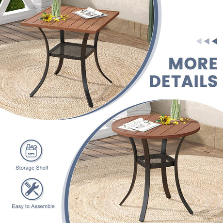 Vicllax 3-Piece Patio Bistro Set, Outdoor Swivel Chairs and 27.6" Small Metal Table With Storage Rack