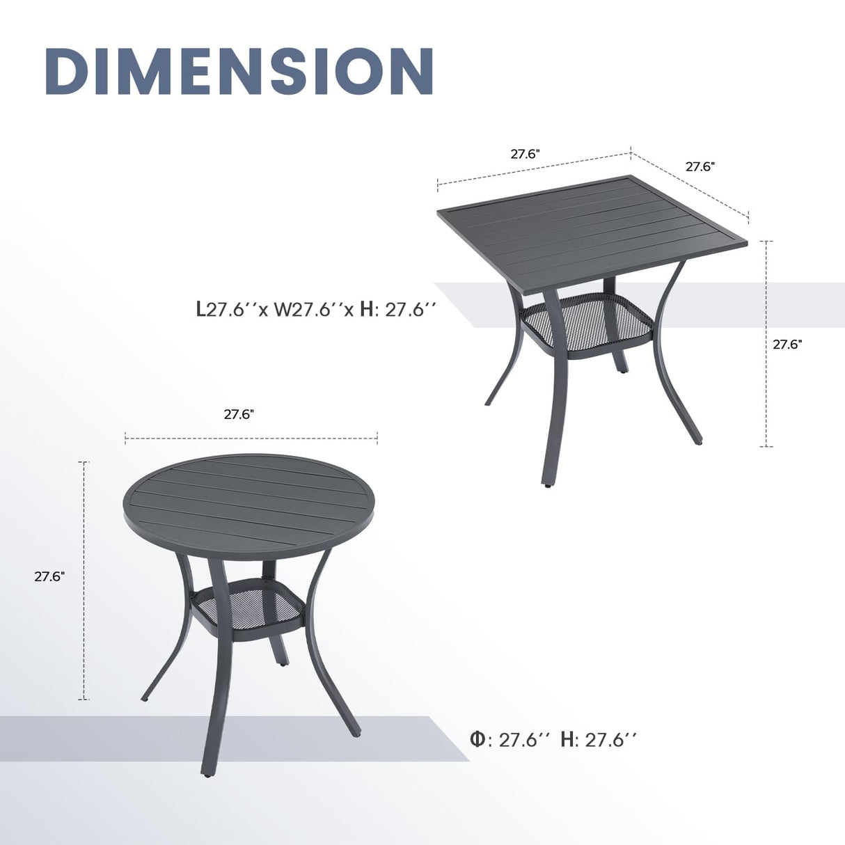 Vicllax 3-Piece Patio Bistro Set, Outdoor Swivel Chairs and 27.6" Small Metal Table With Storage Rack