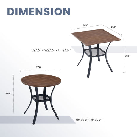 Vicllax 3-Piece Patio Bistro Set, Outdoor Swivel Chairs and 27.6" Small Metal Table With Storage Rack