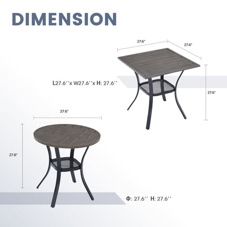 Vicllax 3-Piece Patio Bistro Set, Outdoor Swivel Chairs and 27.6" Small Metal Table With Storage Rack