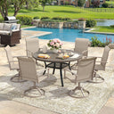 Vicllax Outdoor Dining Set for 6 People, Patio 47" Round Table with 6 Swivel Chairs