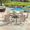 Vicllax Outdoor Dining Set for 6 People, Patio 47" Round Table with 6 Swivel Chairs
