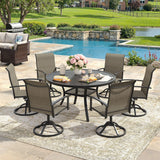 Vicllax Outdoor Dining Set for 6 People, Patio 47" Round Table with 6 Swivel Chairs