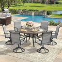 Vicllax Outdoor Dining Set for 6 People, Patio 47" Round Table with 6 Swivel Chairs