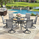 Vicllax Outdoor Dining Set for 6 People, Patio 47" Round Table with 6 Swivel Chairs