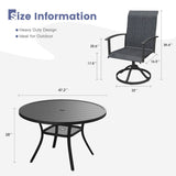 Vicllax Outdoor Dining Set for 6 People, Patio 47" Round Table with 6 Swivel Chairs