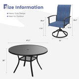 Vicllax Outdoor Dining Set for 6 People, Patio 47" Round Table with 6 Swivel Chairs