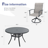 Vicllax Outdoor Dining Set for 6 People, Patio 47" Round Table with 6 Swivel Chairs