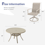 Vicllax Outdoor Dining Set for 6 People, Patio 47" Round Table with 6 Swivel Chairs