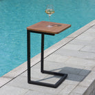 outdoor side table black white blue patio side table C shape metal small outdoor side table outside table C shape end metal outdoor side table outdoor side table  small patio side table C shape  black metal outdoor side table