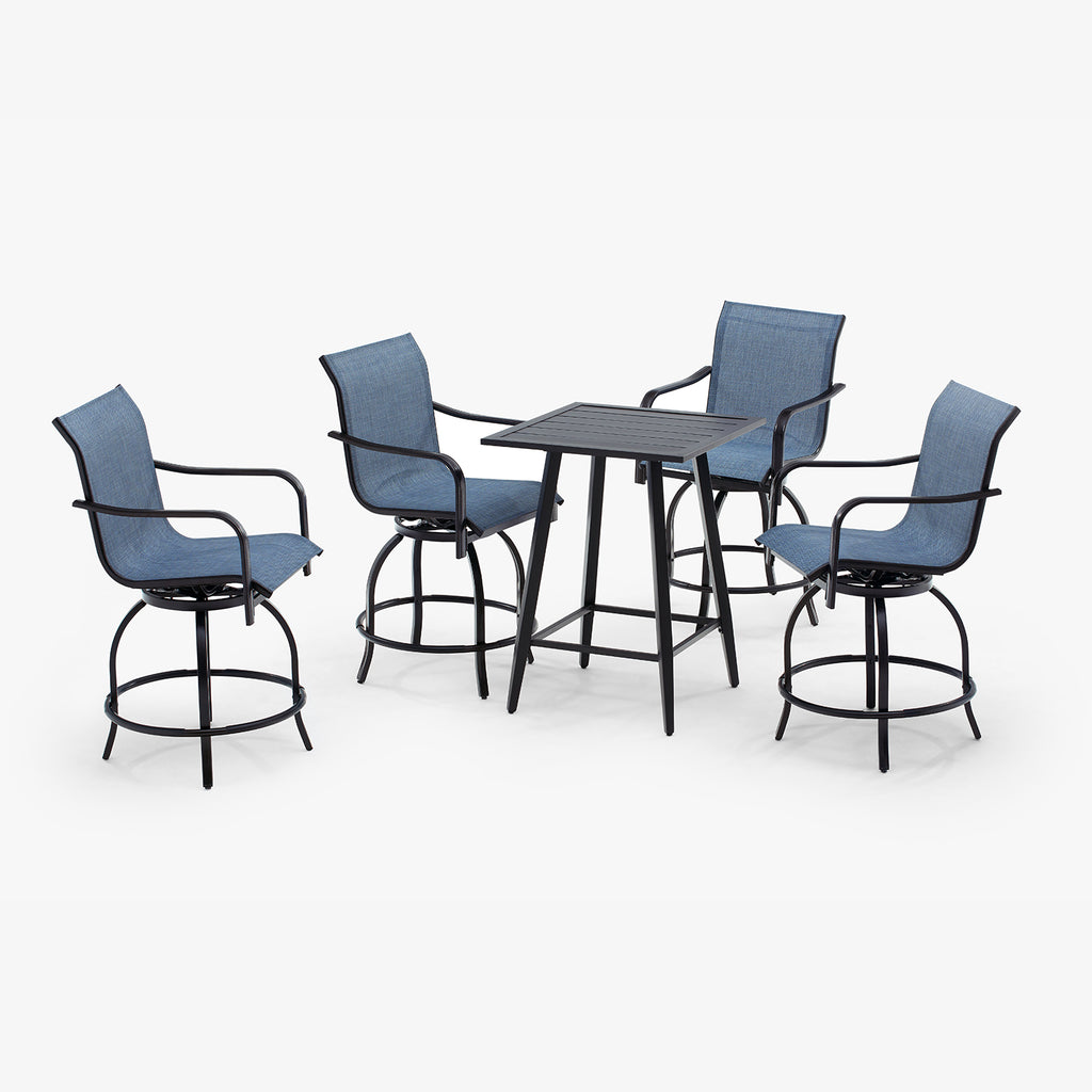 outdoor blue bar set