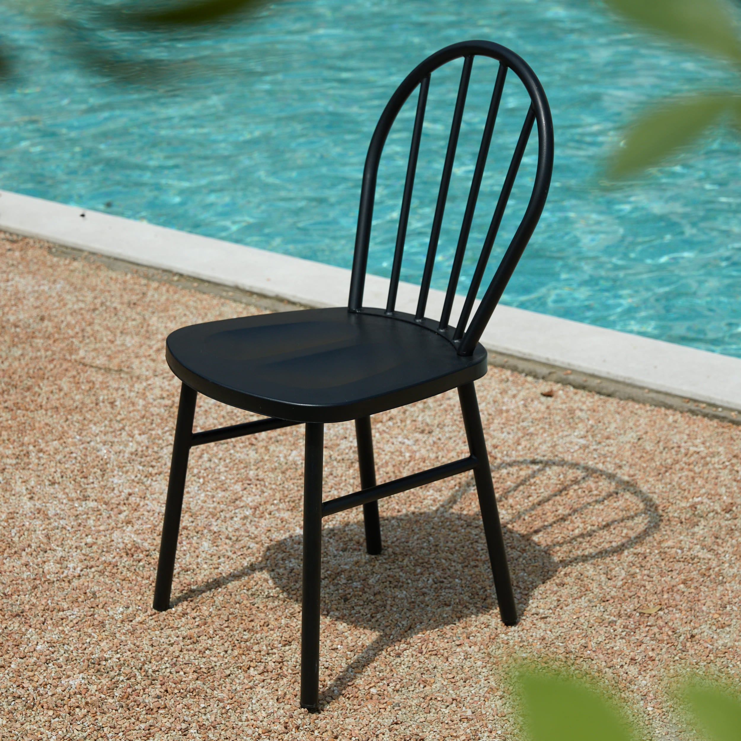 outdoor black dining chair, set of 2 4 6