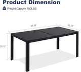 Vicllax Outdoor Patio Rectangular Dining Table for 6, Wood-Plastic Composites Table Top Metal Frame