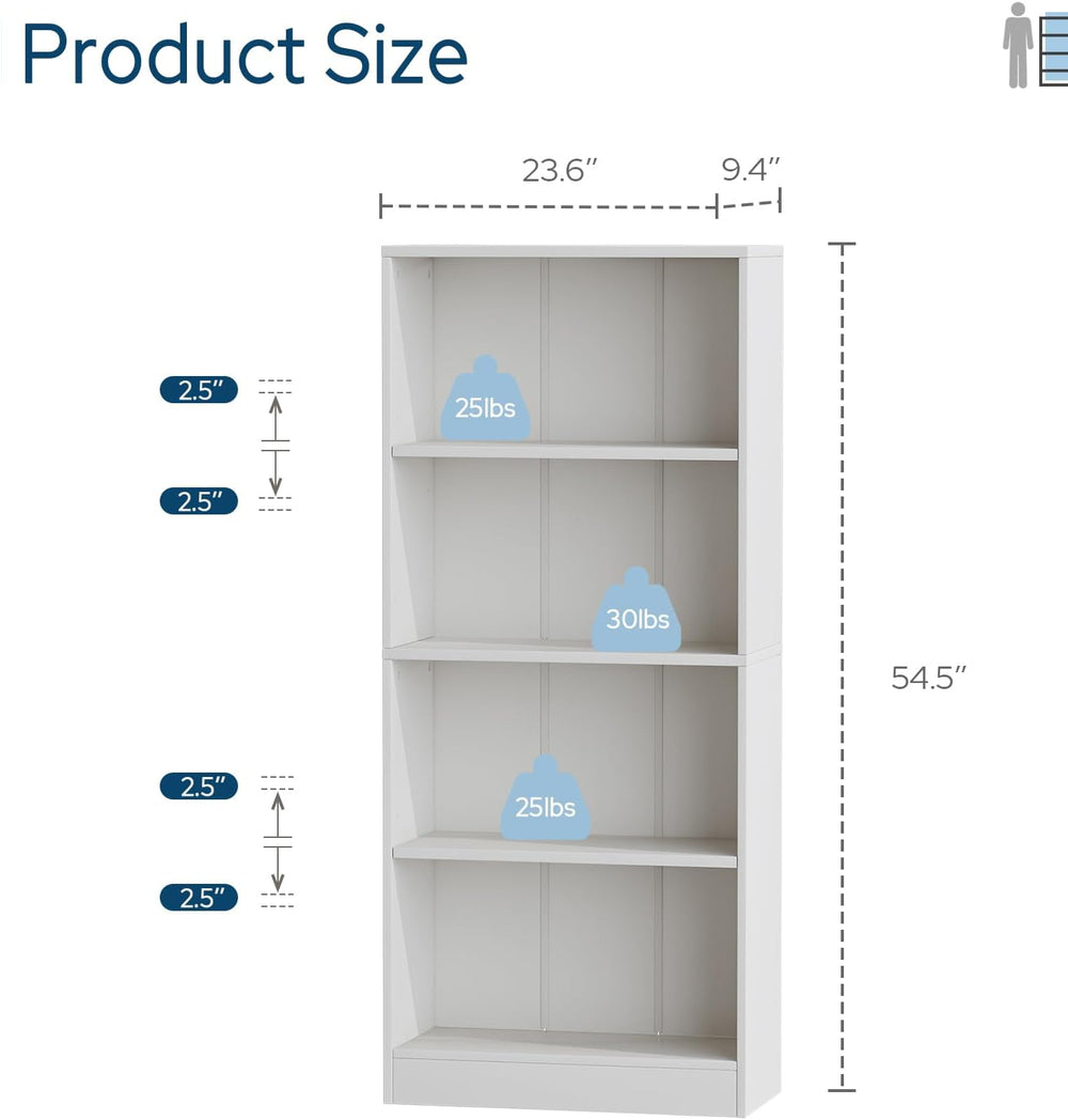 Vicllax Librería de Madera, Estantería Abierta Ajustable en Altura de 4/5 Estantes para Oficina en casa 