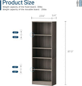 Vicllax Librería de Madera, Estantería Abierta Ajustable en Altura de 4/5 Estantes para Oficina en casa 