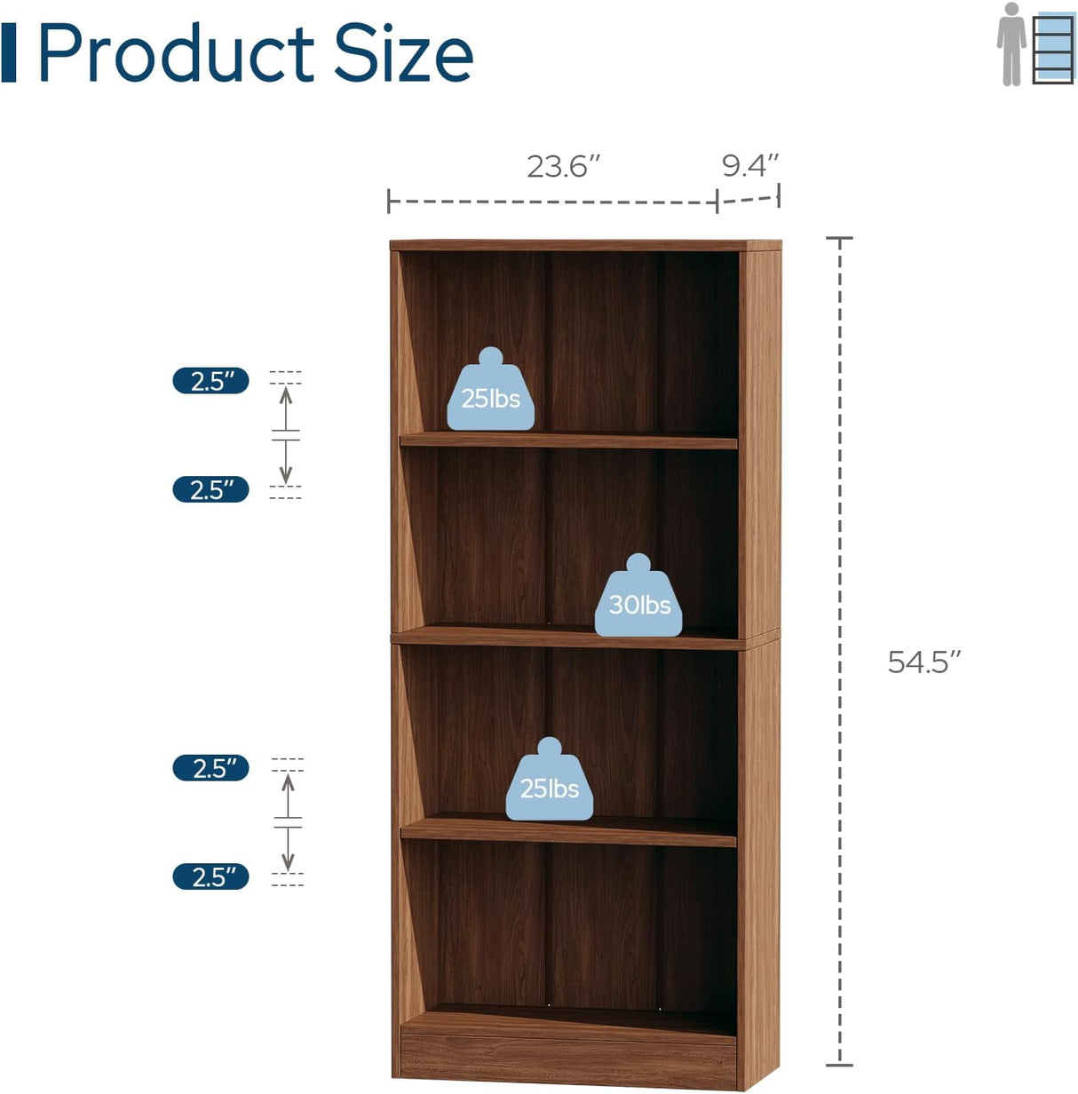 Vicllax Librería de Madera, Estantería Abierta Ajustable en Altura de 4/5 Estantes para Oficina en casa 