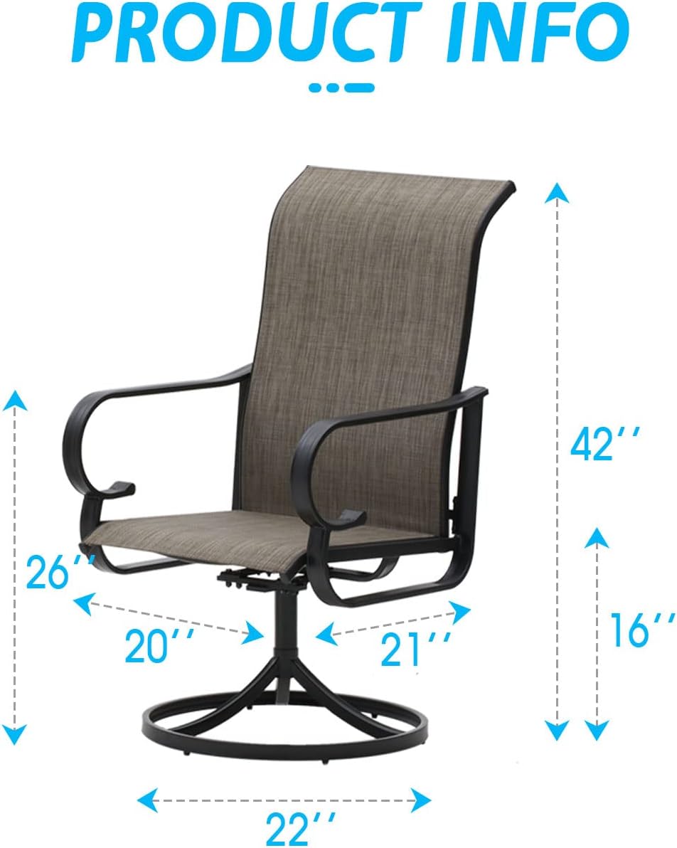 Vicllax Outdoor Swivel Dining Chairs, Patio Chair with Round Armrests, Set of 2/4/6
