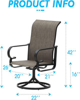 Vicllax Outdoor Swivel Dining Chairs, Patio Chair with Round Armrests, Set of 2/4/6