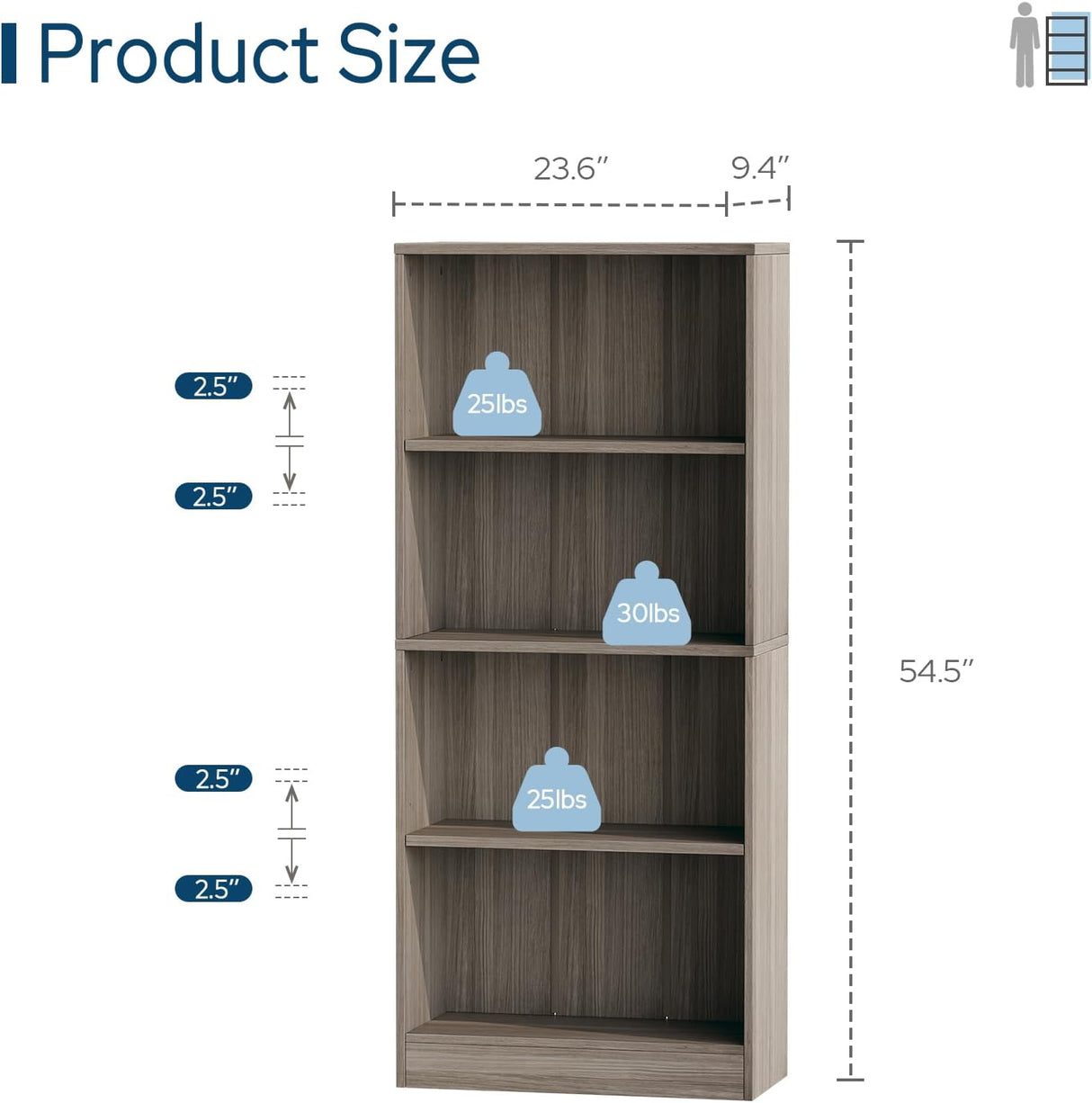 Vicllax Librería de Madera, Estantería Abierta Ajustable en Altura de 4/5 Estantes para Oficina en casa 
