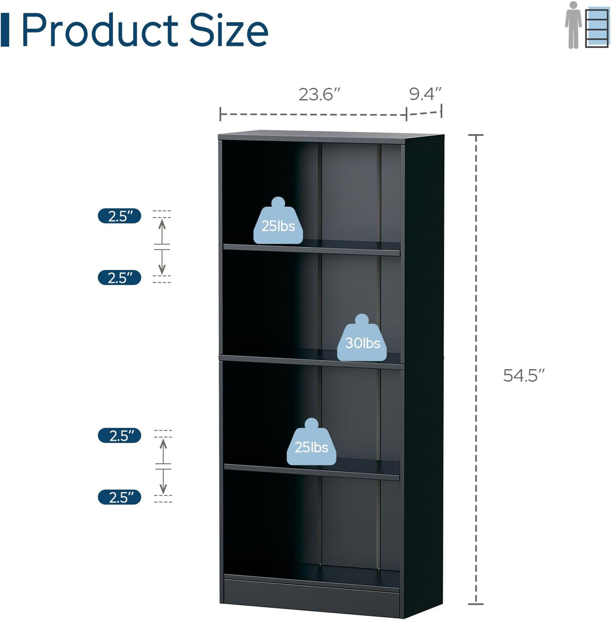 Vicllax Librería de Madera, Estantería Abierta Ajustable en Altura de 4/5 Estantes para Oficina en casa 